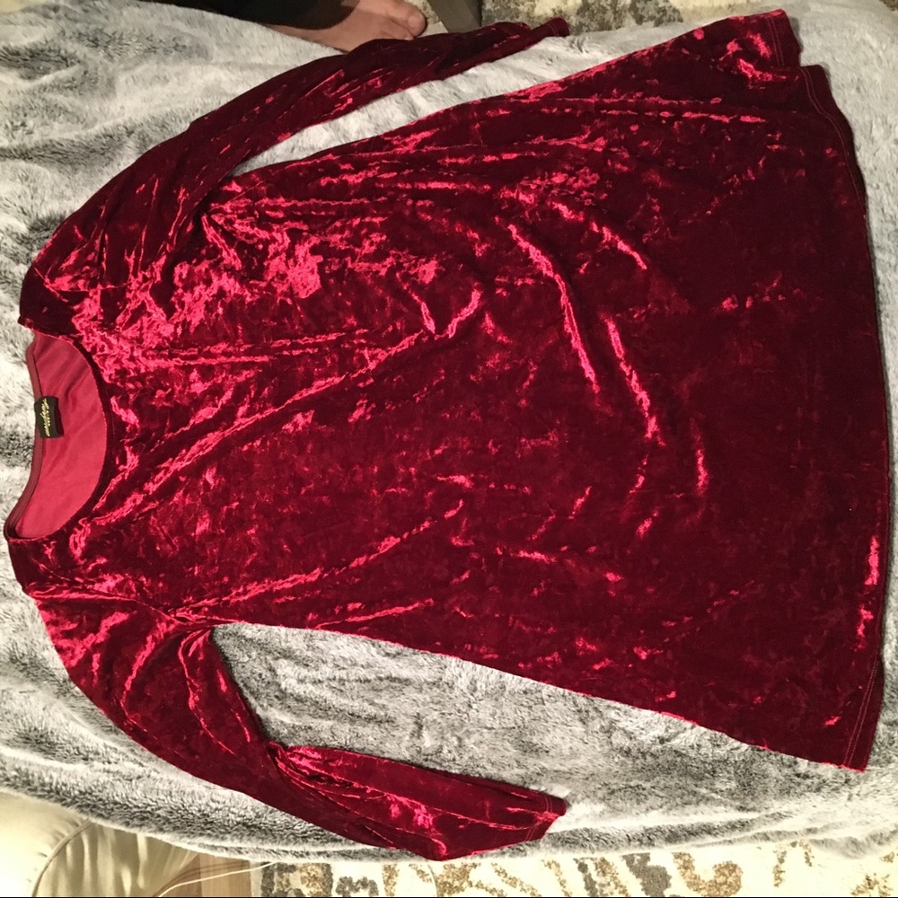 Red Velvet Sleeved Dress
